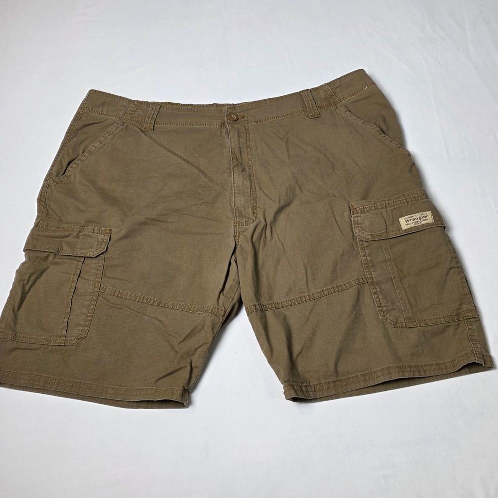 Wrangler Cargo Shorts Mens 42 Brown Relaxed Fit Stretch Ripstop NS857FK Hiking